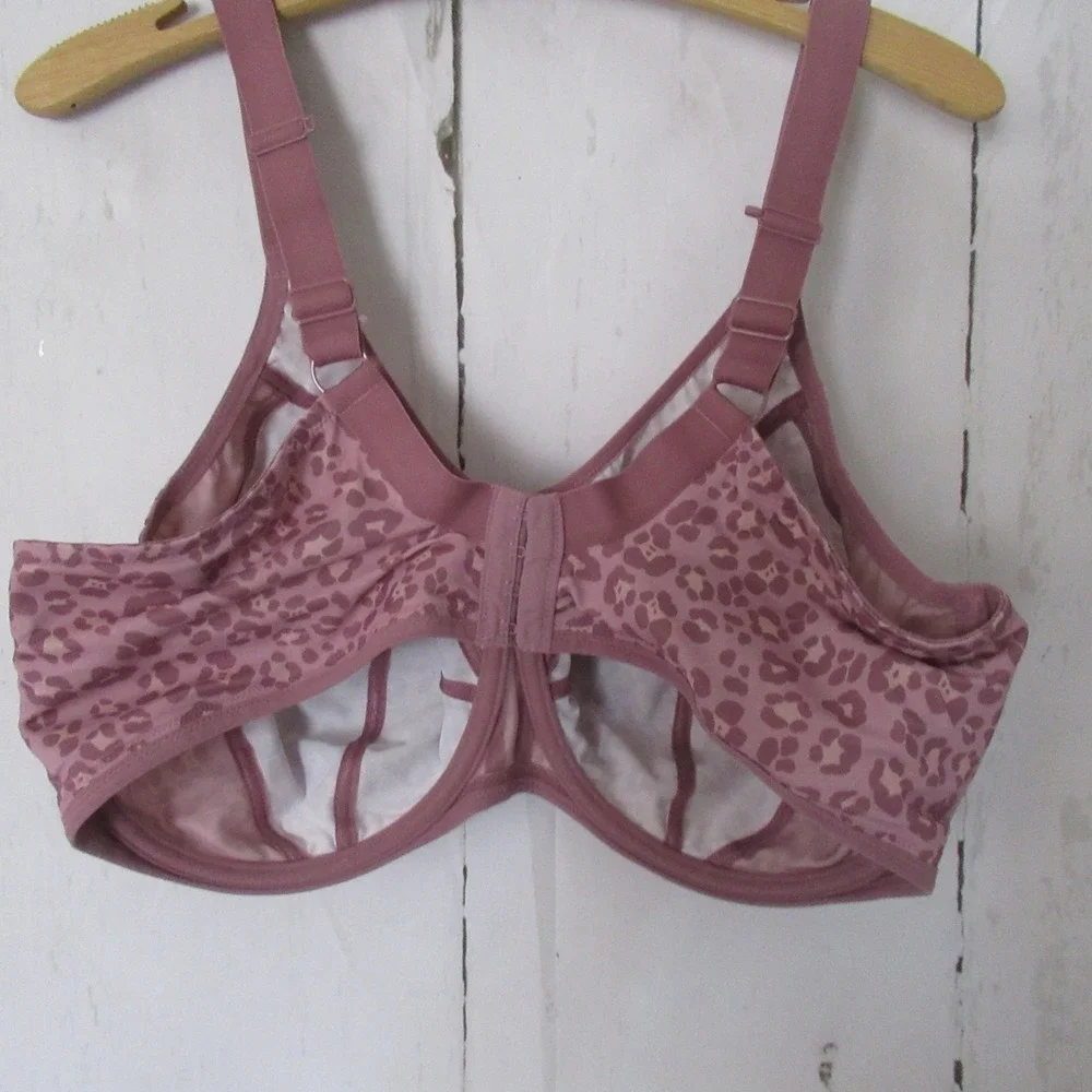 Elomi Sports Bra 42I Pink Leopard Energise Underwire Sport Convertible Plus Size